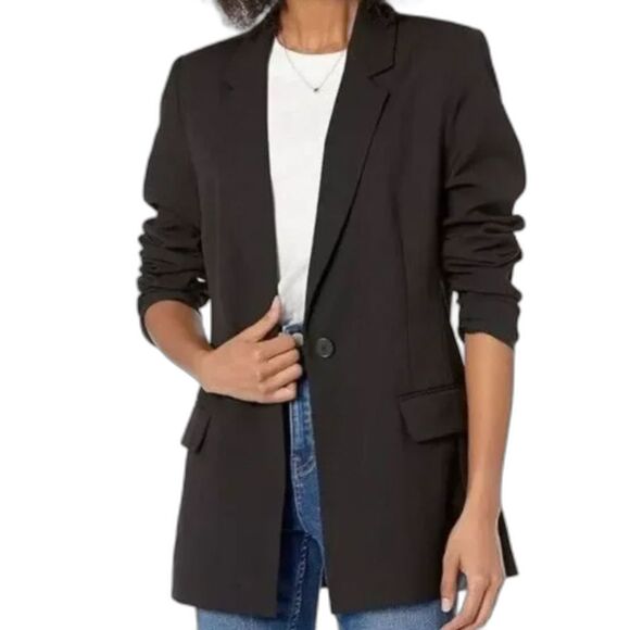 NWT The Drop Womens‎ Blake Long Blazer Button Black Classic Career Plus Size 3X - Picture 1 of 5